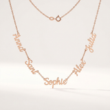 AVARA Custom Multiple Name Necklace with five names in rose gold